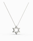 שרשרת מגן דוד מזהב לבן עם יהלומים