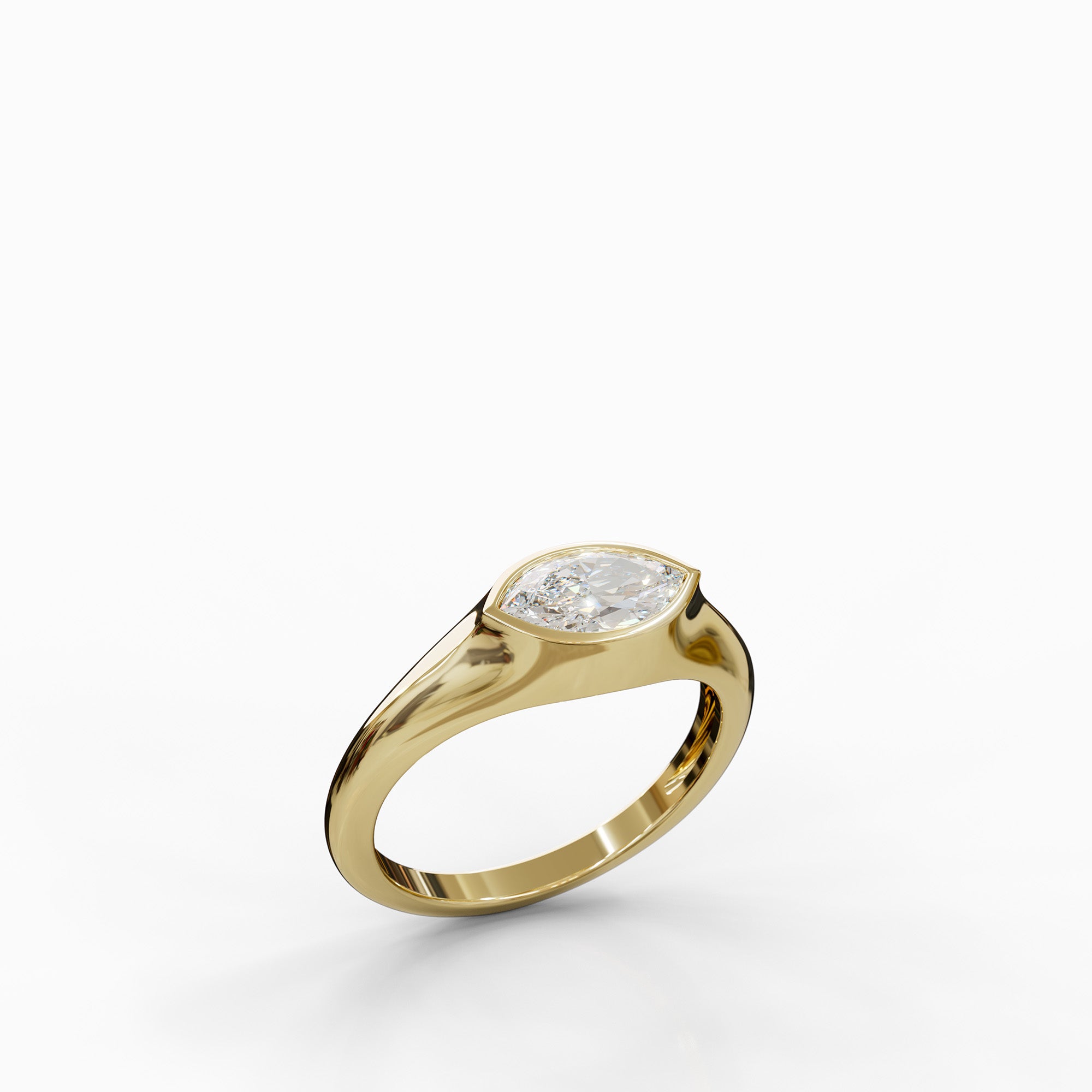 טבעת Angie מזהב צהוב 14 קראט בשיבוץ יהלום מרקיזה טבעי (כ-0.5 קראט)