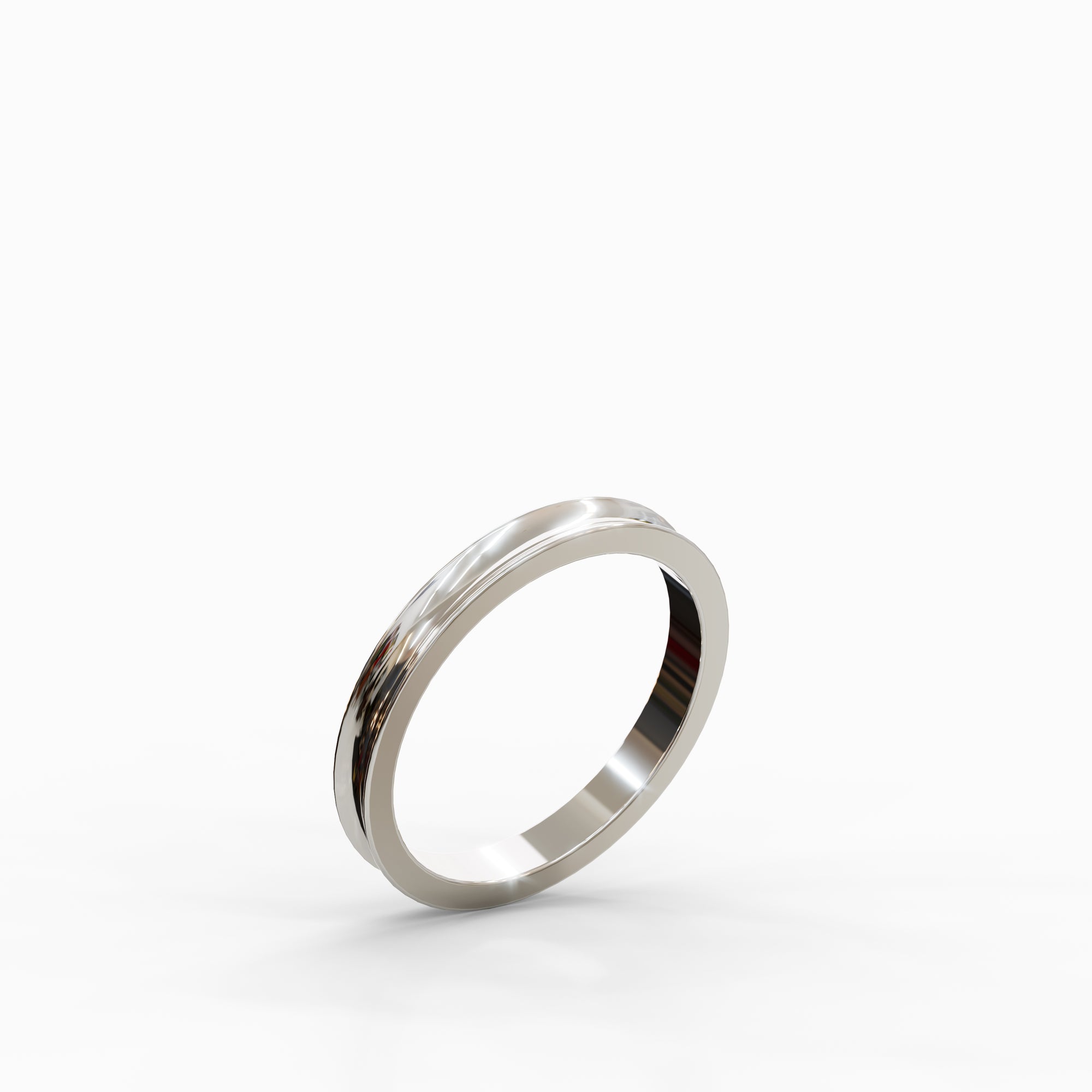 טבעת נישואין עדינה דגם Aviv מזהב לבן - עיצוב נקי בעל נוכחות שקטה ואלגנטית