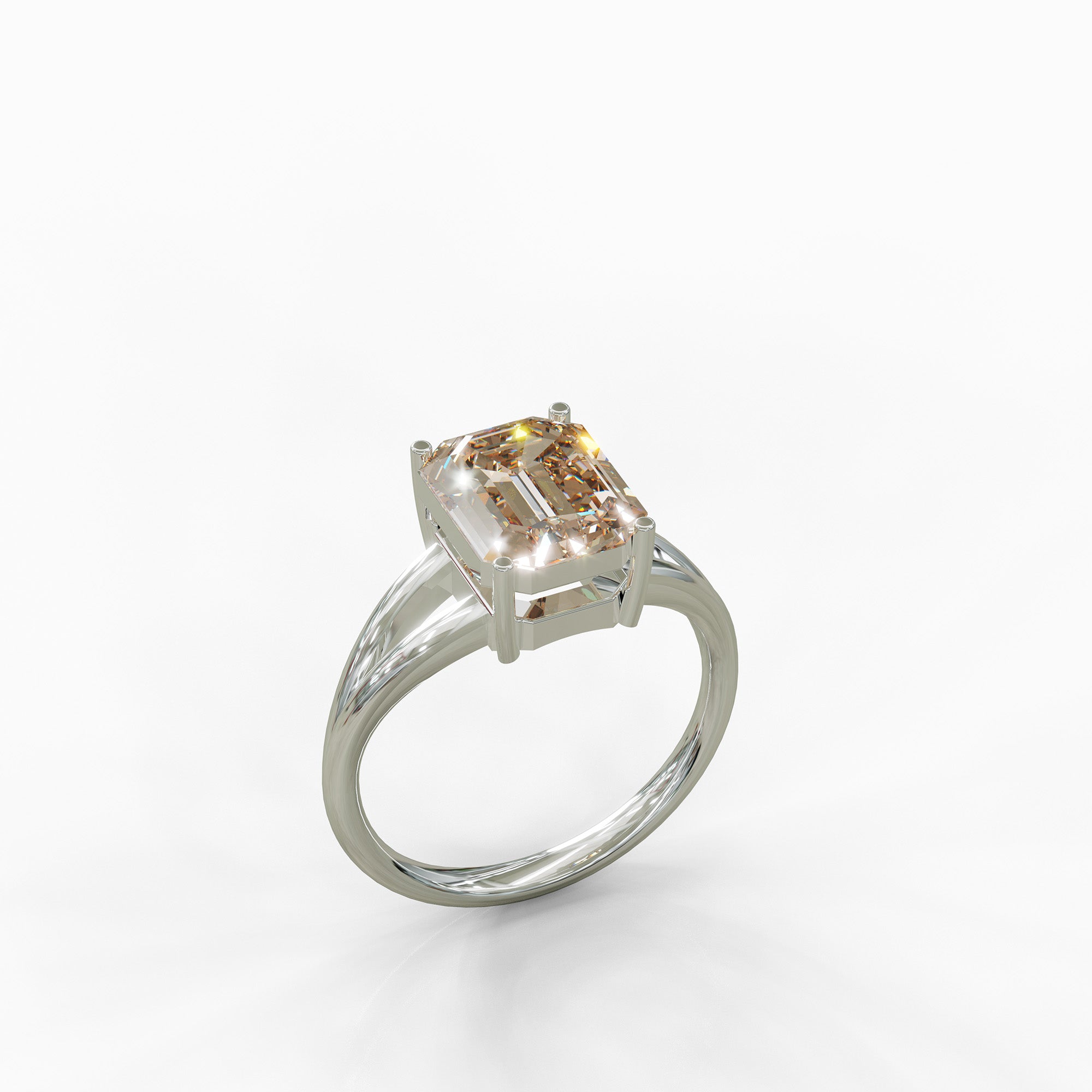 טבעת מורגנייט ורודה דגם Candy מזהב לבן בעיצוב קלאסי