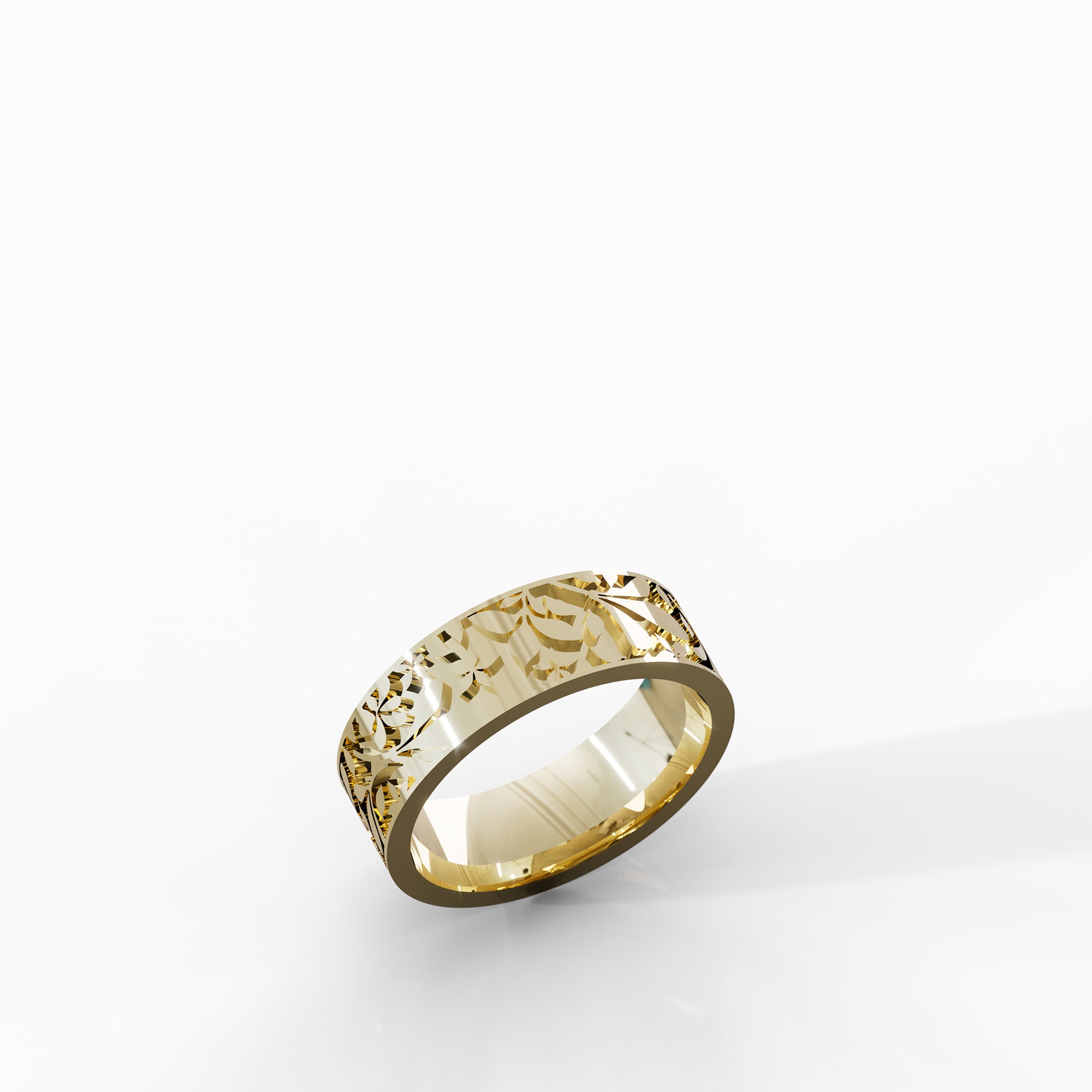 טבעת נישואין Danielle מזהב צהוב 14 קראט עם עיטור זהב עדין