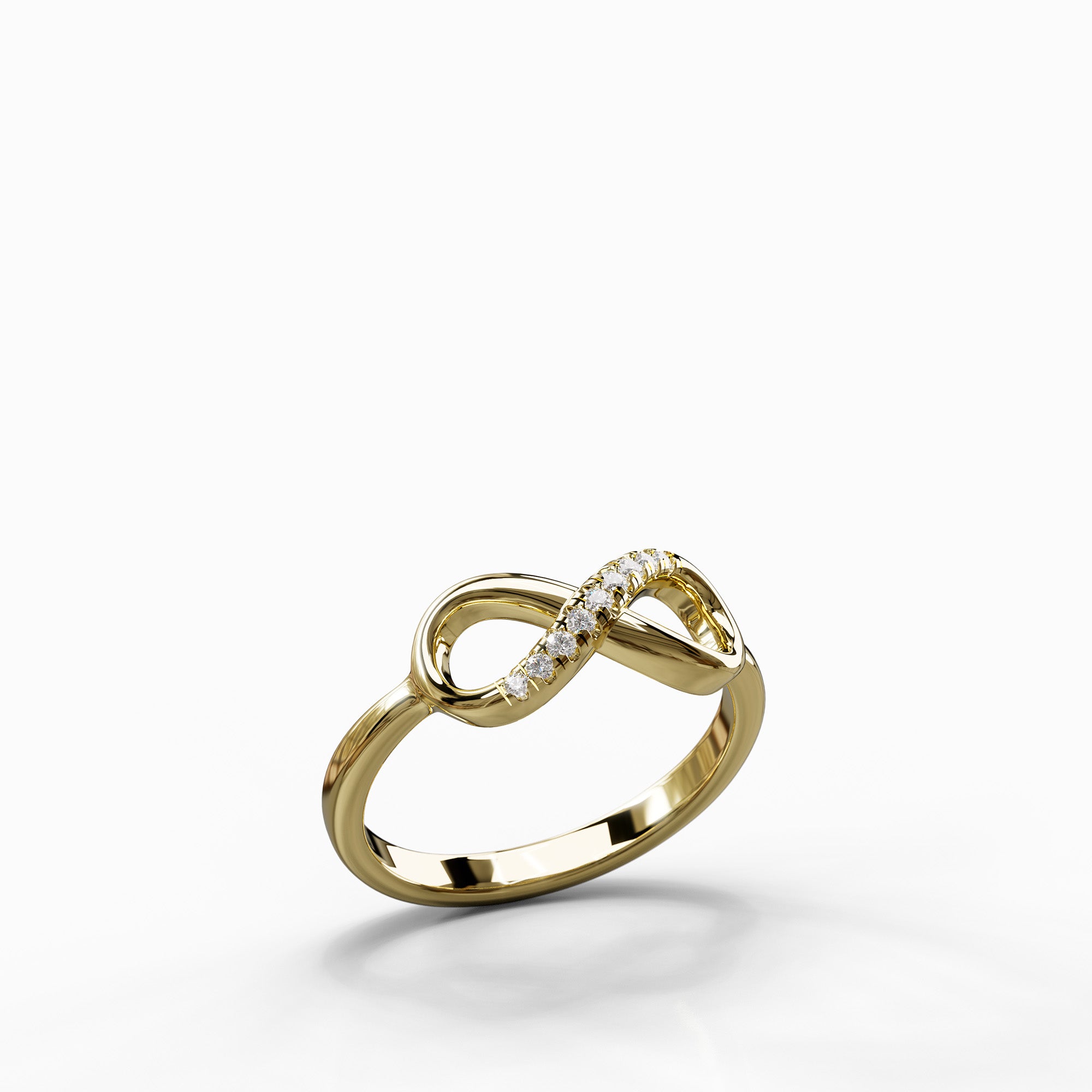 טבעת Eden מזהב צהוב 14 קראט בשיבוץ 9 יהלומים טבעיים – עיצוב אינפיניטי (אינסוף)