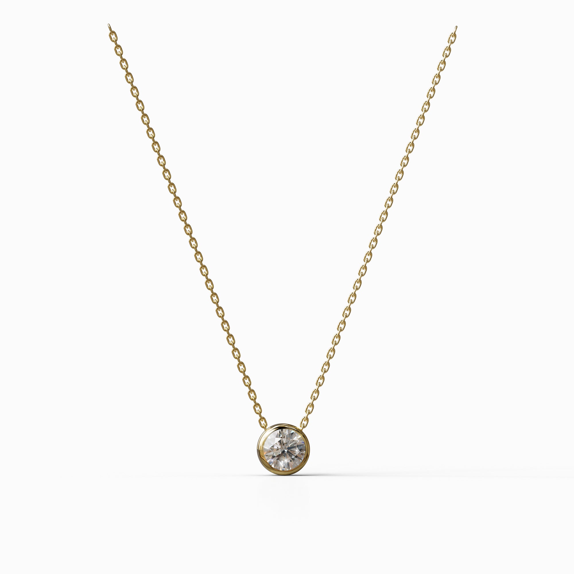 שרשרת Gefen מזהב צהוב 14 קראט עם יהלום טבעי "צף" בעיצוב סוליטר קלאסי 