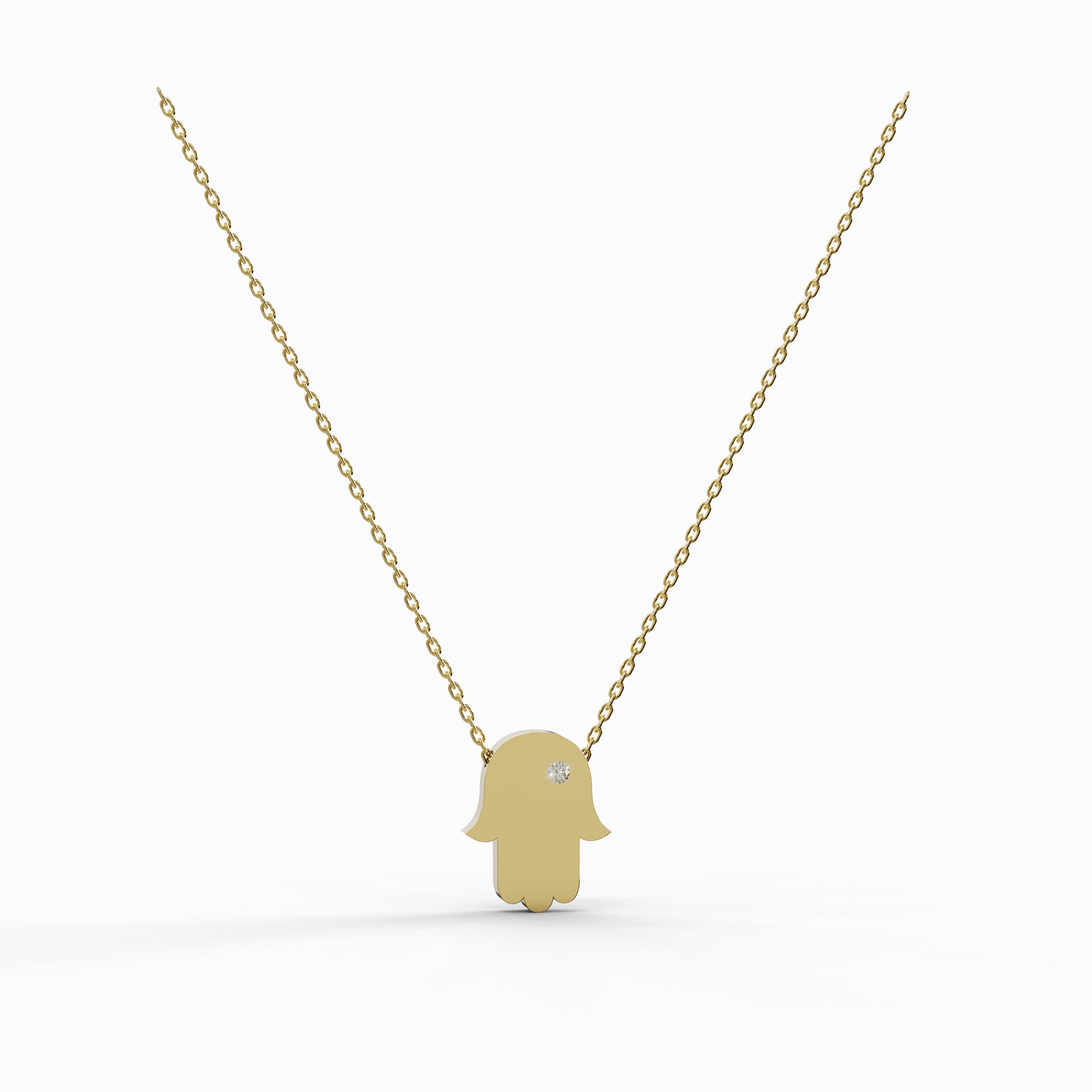 שרשרת חמסה מזהב צהוב משובצת יהלום