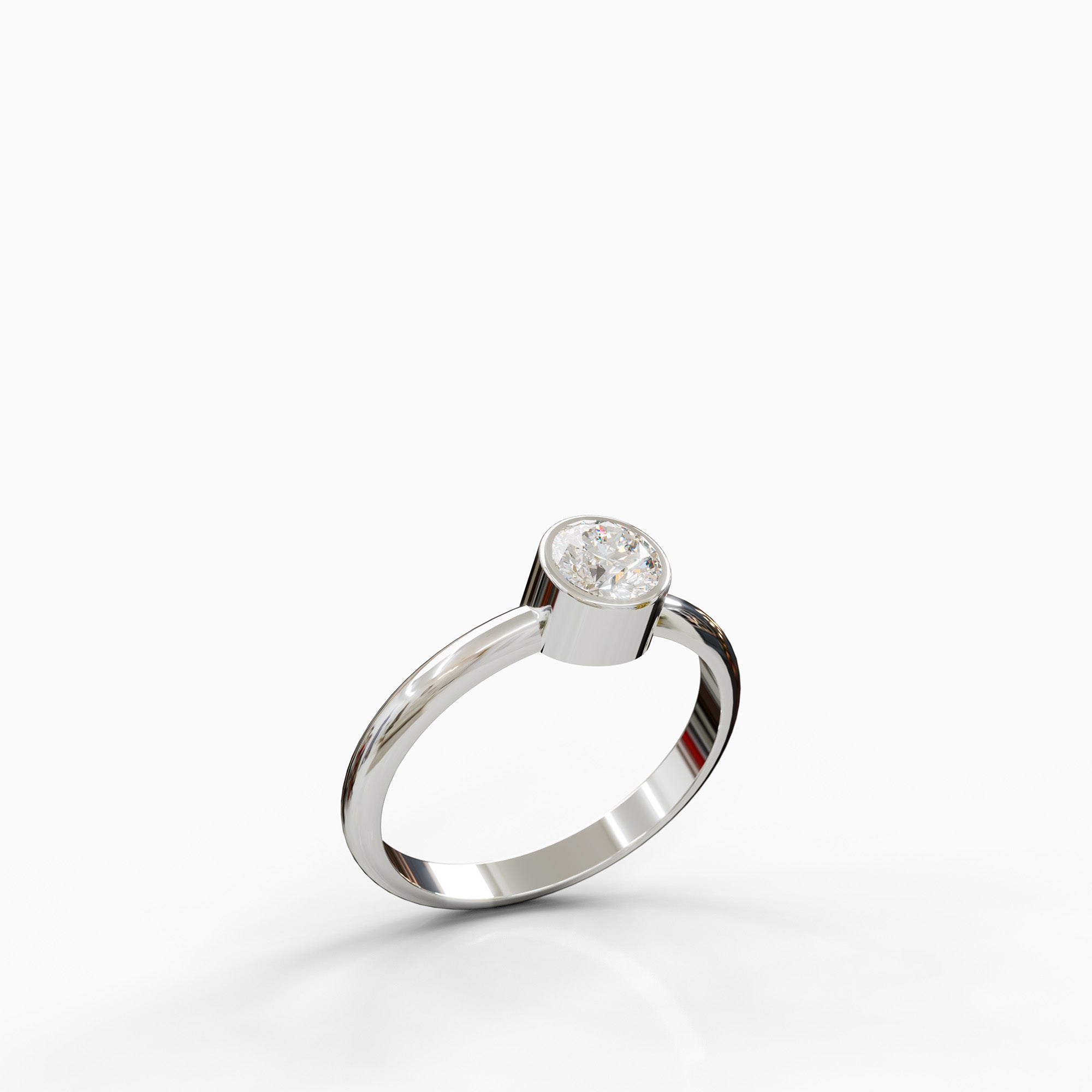 טבעת היילי זהב לבן 14 קראט בעיצוב סוליטייר קלאסי ויוקרתי