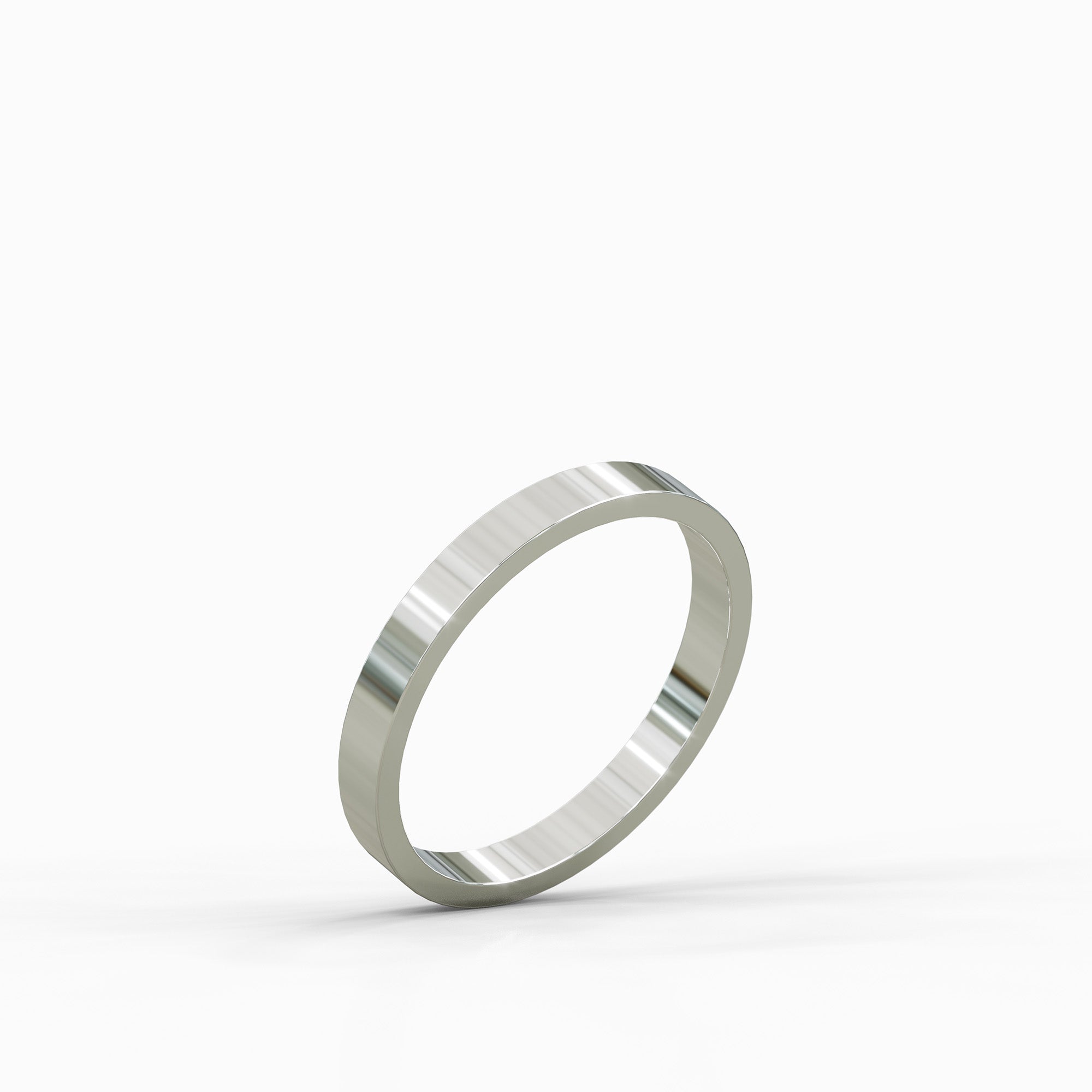 טבעת זהב לבן חלקה בפרופיל מרובע דגם Kim