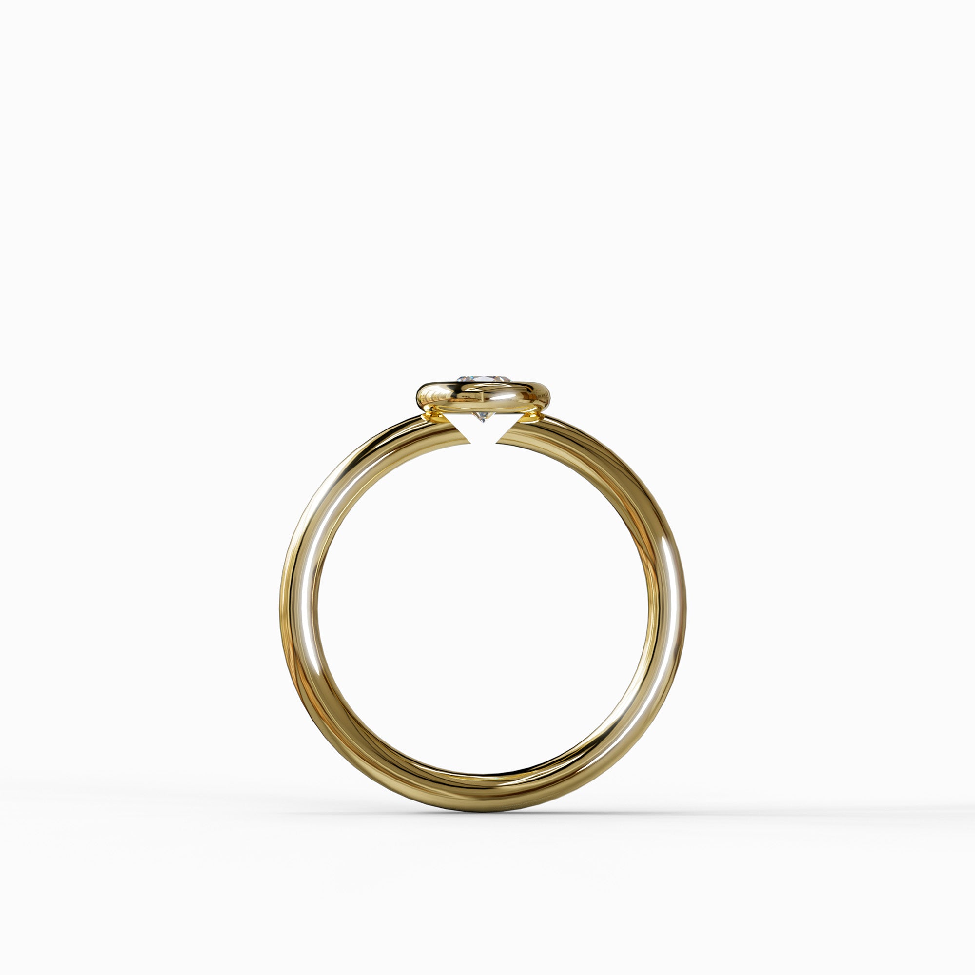 טבעת Lady זהב צהוב 14 קראט עם יהלום בשיבוץ כוס