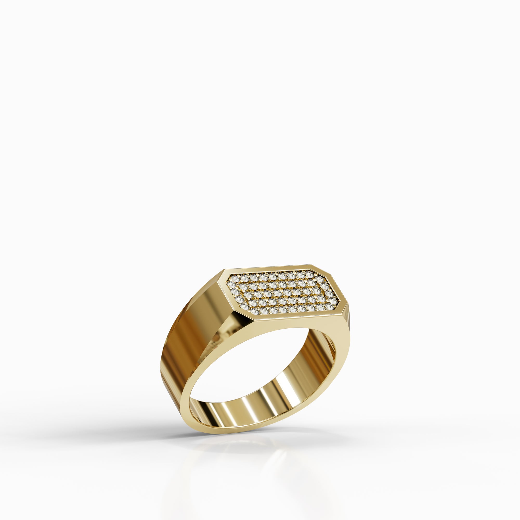 טבעת חותם Legacy מזהב צהוב 14 קראט בשיבוץ 50 יהלומים טבעיים - עיצוב יוניסקס