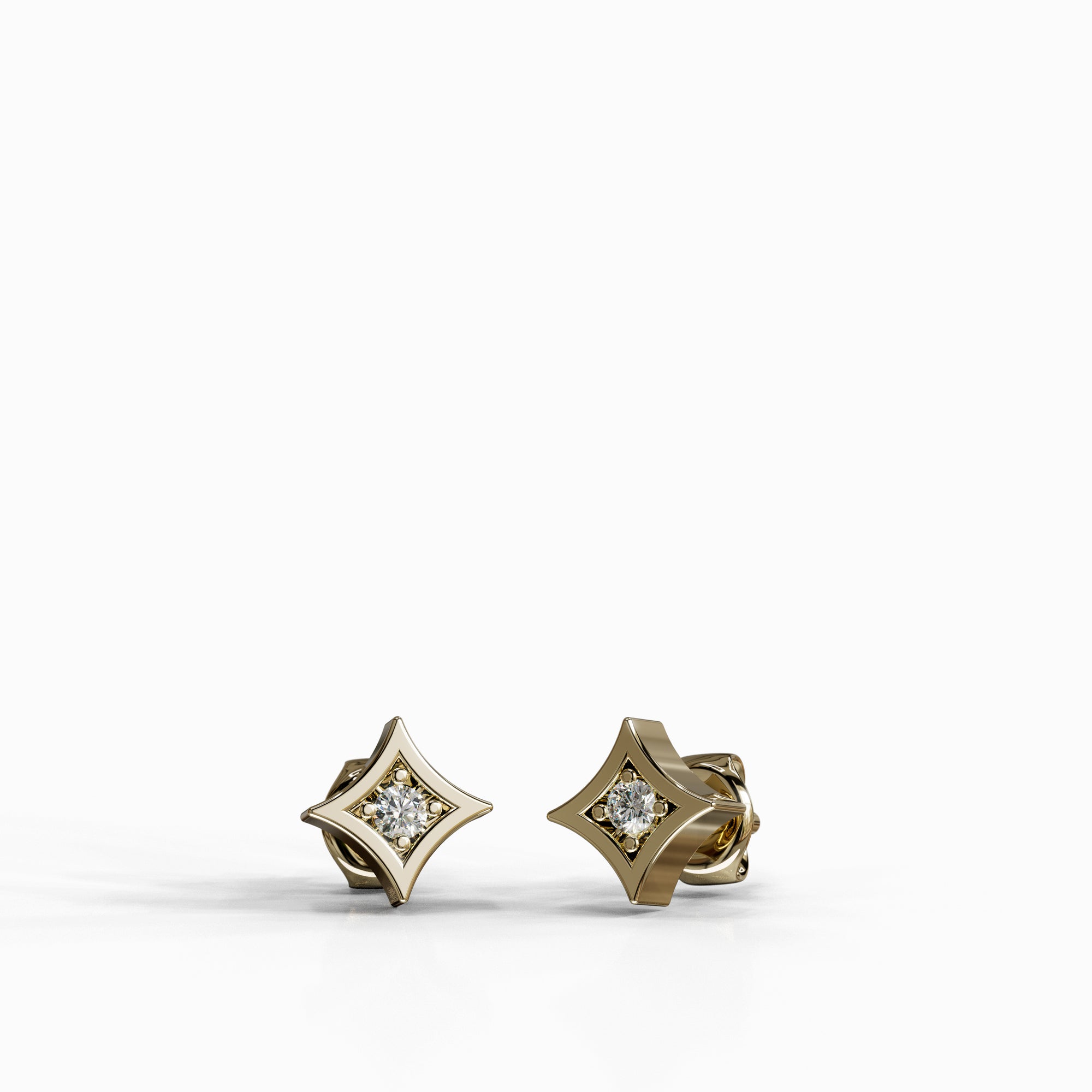 עגילי יהלום צמודים Libby מזהב צהוב 14 קראט בשיבוץ יהלום טבעי מבריק