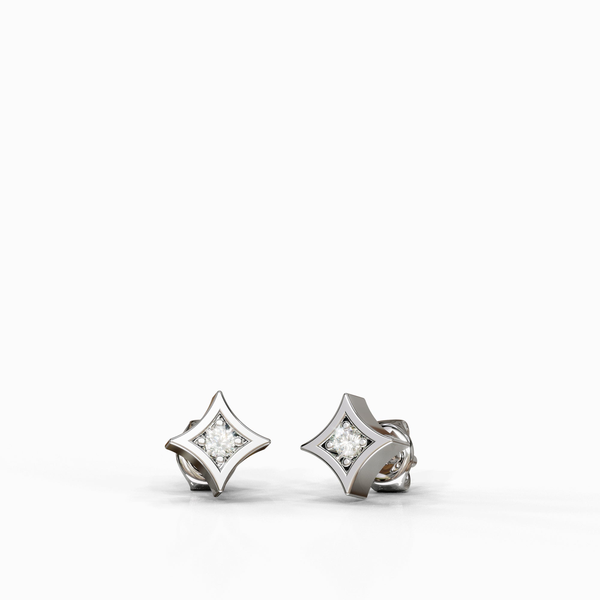 עגילי יהלום דגם Libby מזהב לבן - עגילים צמודים בעבודת יד