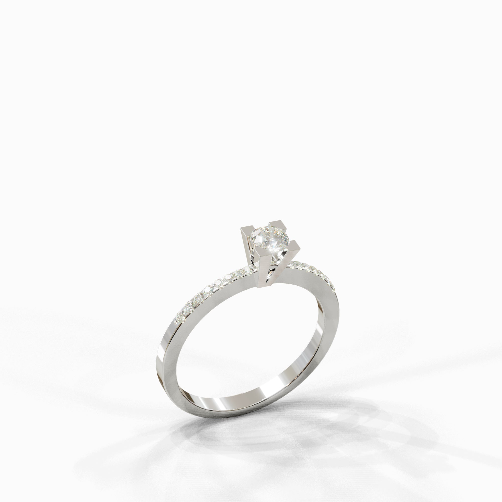 טבעת יהלומים דגם Maayan מזהב לבן - עיצוב קלאסי ויוקרתי בעבודת יד למראה אצילי ומרשים