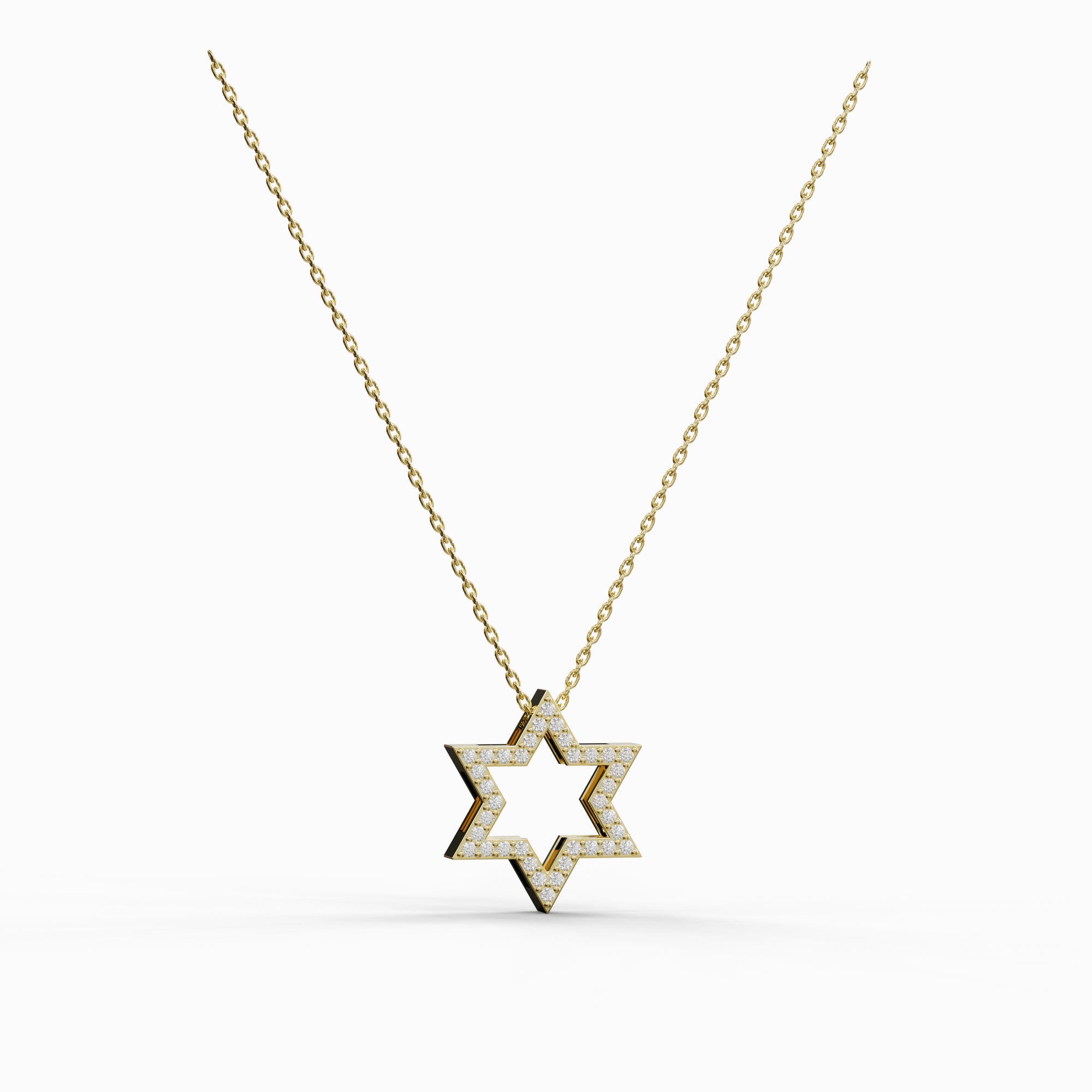 שרשרת מגן דוד מזהב לבן עם יהלומים