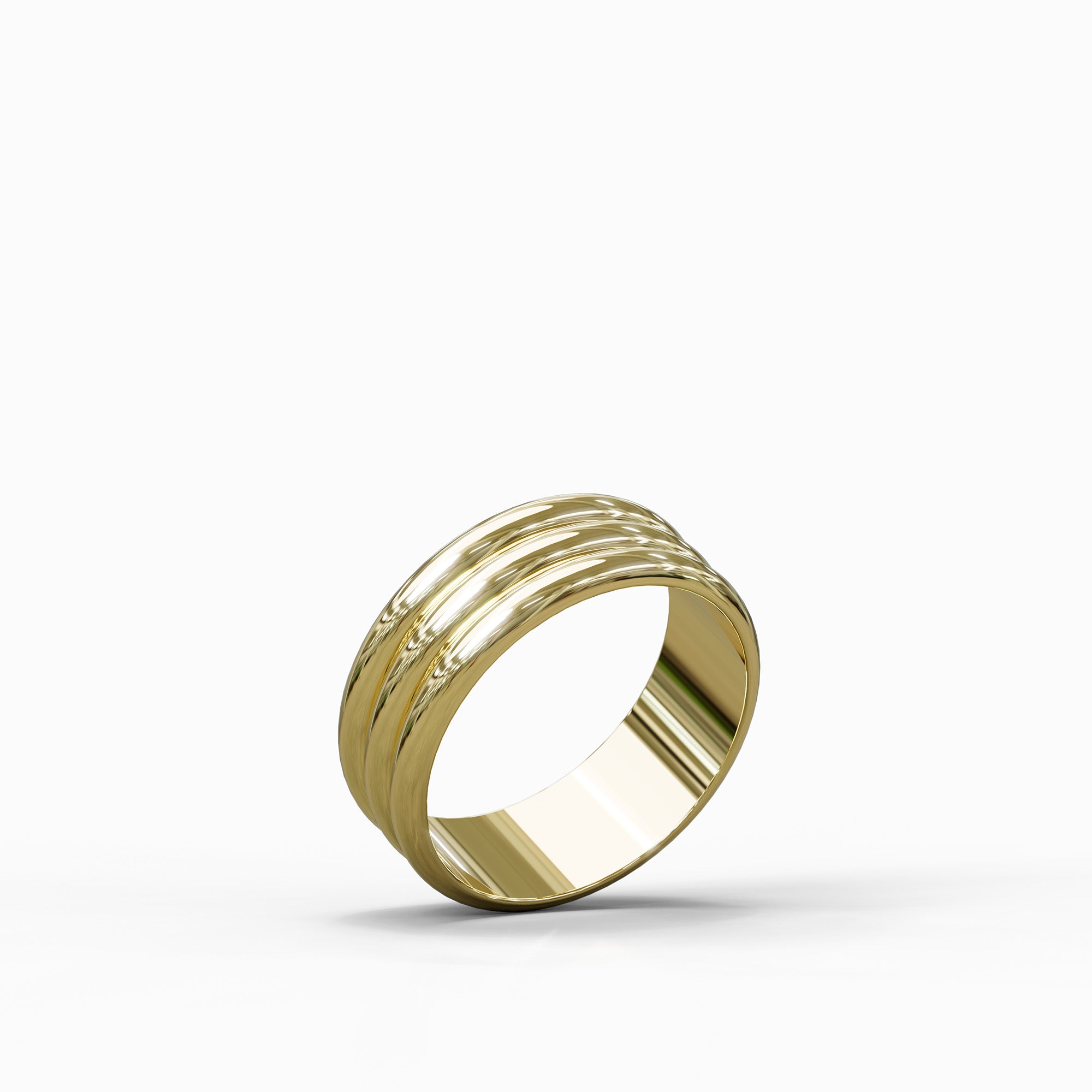 טבעת Rose מזהב צהוב 14 קראט המורכבת משלוש שכבות מחוברות