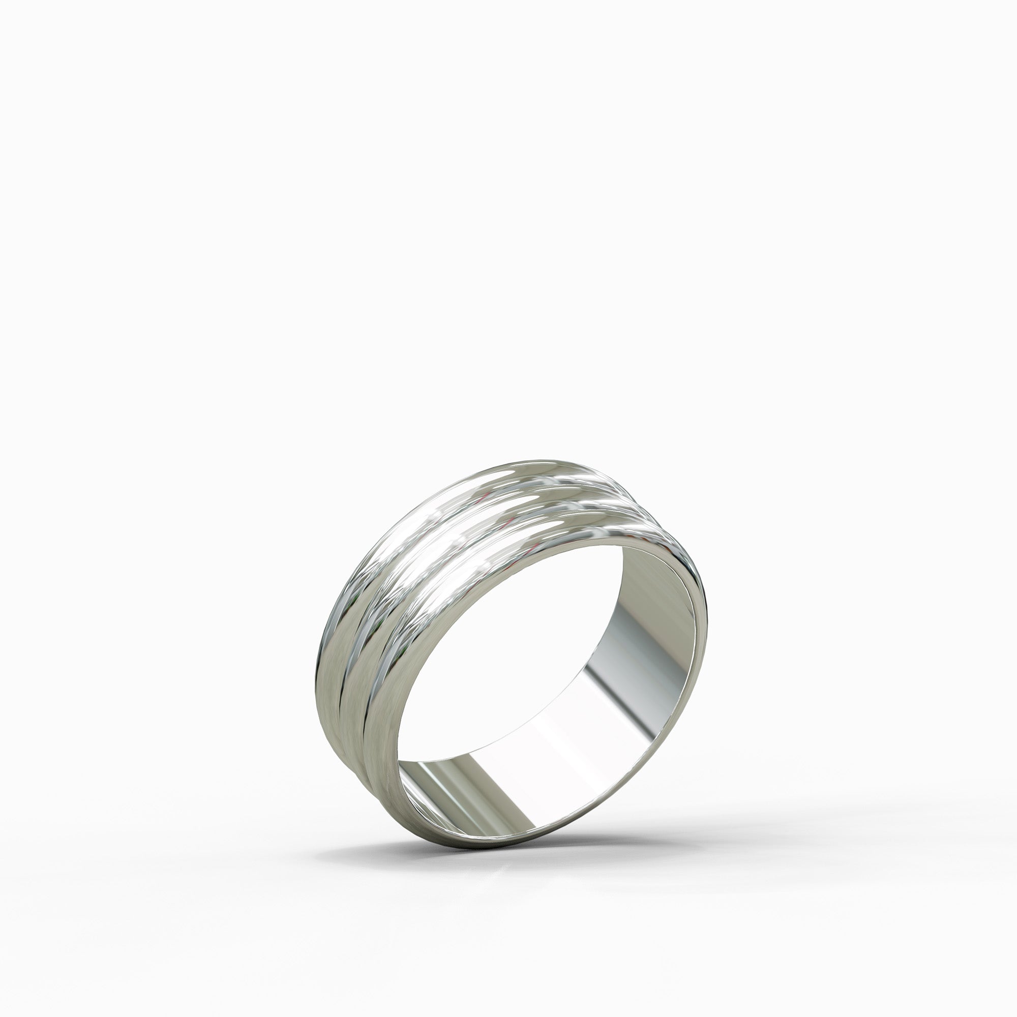 טבעת Rose מזהב לבן בעיצוב שלוש טבעות מחוברות