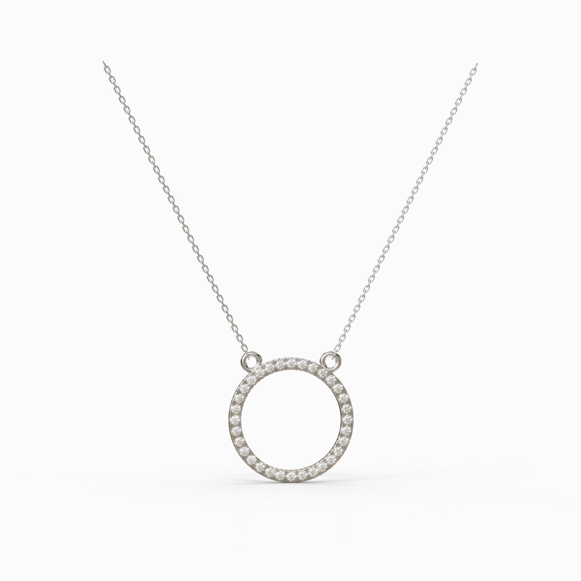 שרשרת יהלומים דגם Round מזהב לבן - תליון עיגול יוקרתי המשלב יופי, הרמוניה וזוהר אינסופי