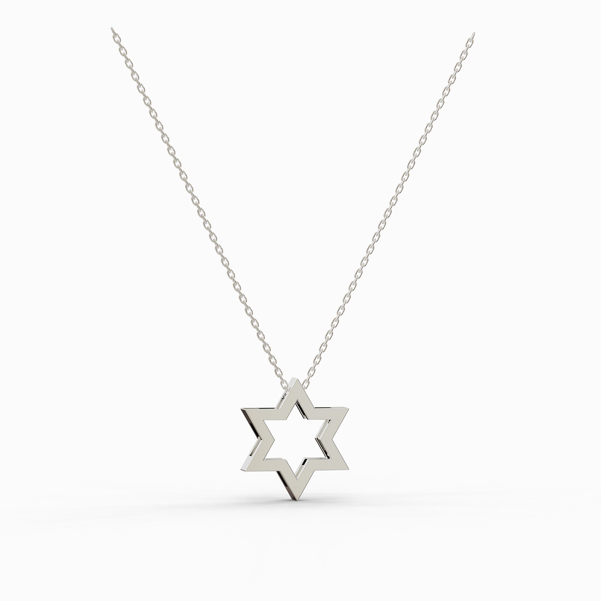 שרשרת עם תליון מגן דוד מזהב לבן בגימור מבריק