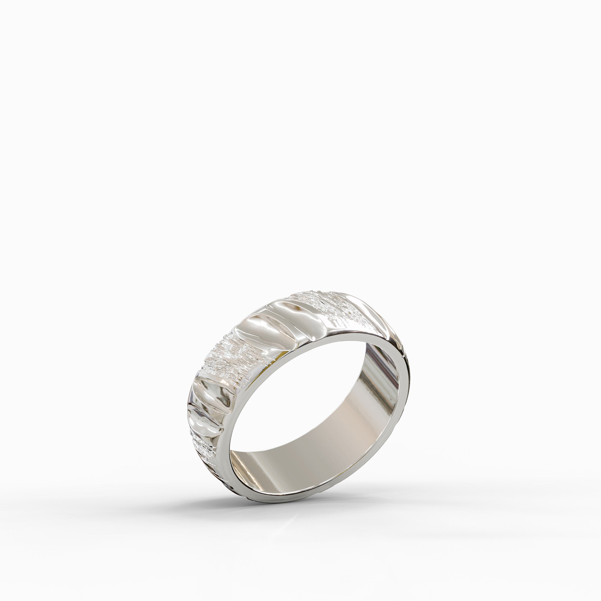 טבעת זהב לבן דגם Zohar – עיצוב מקורי בעבודת יד, חלקה לחלוטין מבפנים בהתאם לדרישות ההלכה