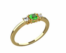 Load image into Gallery viewer, טבעת זהב משובצת אמרלד ויהלומים
